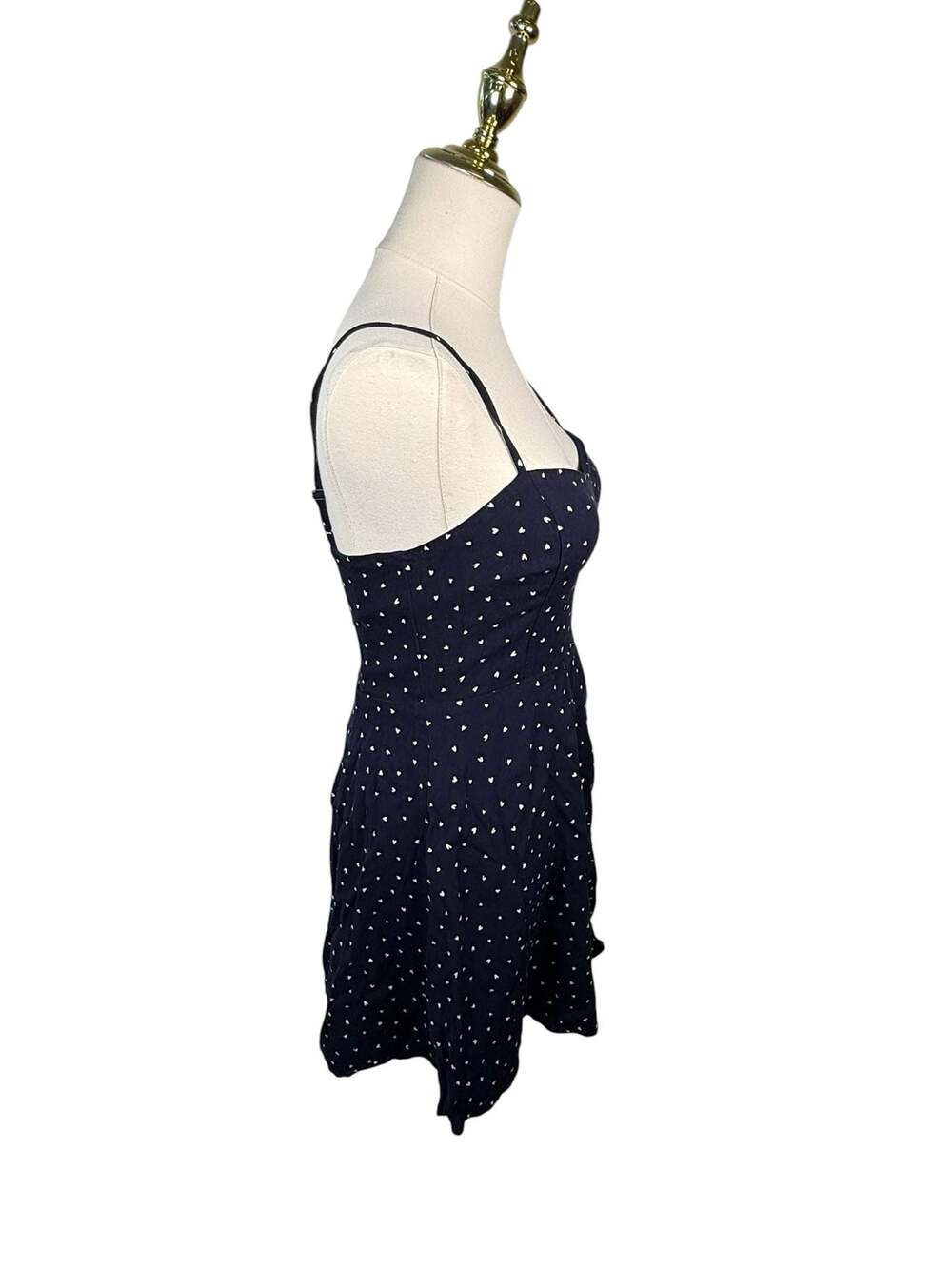 Sunday Best Navy Heart Print Mini Dress Size 2 - Picture 2 of 7